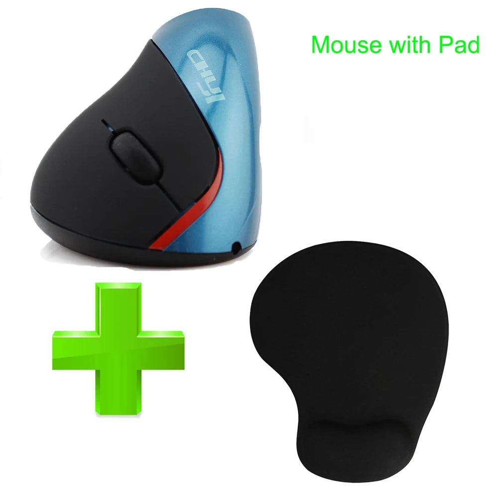 CHUYI 2.4G Wireless Mouse Ergonomic 1600DPI Optical Rechargeable with Pad for PC Laptops Office Gift for Friends
