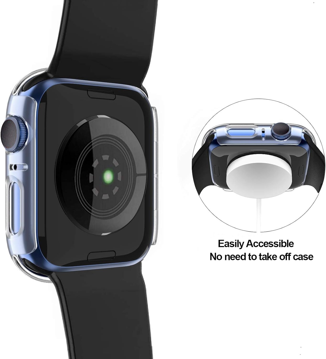 4 Pack Hard PC Case Compatible with Apple Watch Series 3/2/1 38Mm, Case with Tempered Glass Screen Protector Overall Bubble-Free Cover for Iwatch Accessories, Black+Blue+Silver+Clear