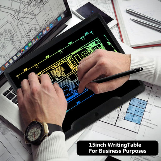 LCD Writing Tablet 15 Inch,Toys for 3 4 5 6 7 8 9 Years Old,With One-Touch Clearing & Locking Function,Drawing Doodle Board Scribbler Pad with Ruler Gift for Kids(Black)