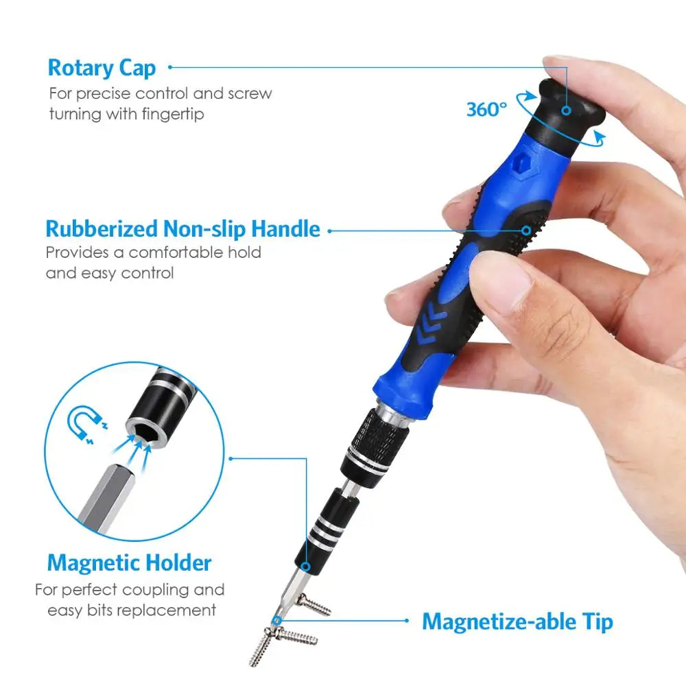 Magnetic Screwdriver Set 142 in 1 Repair Tools Kit with 120 Bits Precision Screwdriver Set with Magnetic Pad Portable Bag
