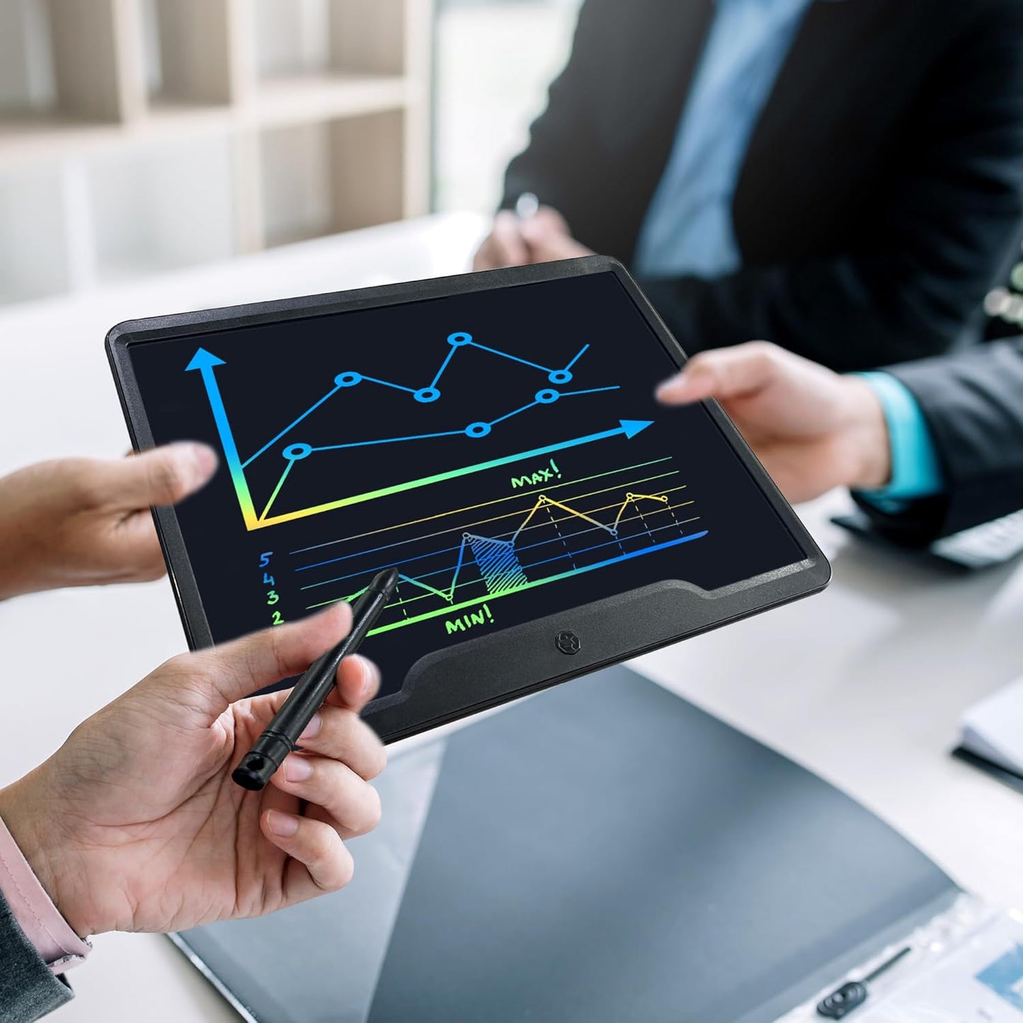 LCD Writing Tablet 15 Inch,Toys for 3 4 5 6 7 8 9 Years Old,With One-Touch Clearing & Locking Function,Drawing Doodle Board Scribbler Pad with Ruler Gift for Kids(Black)