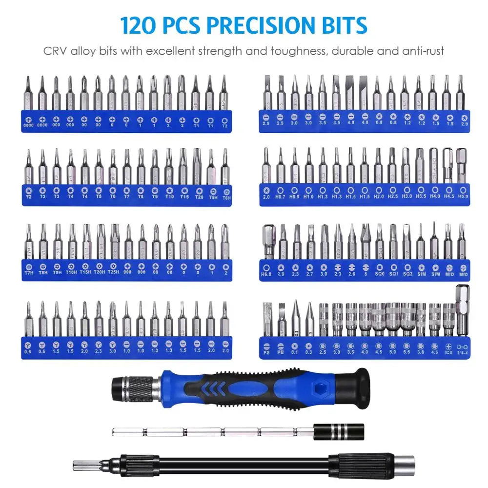 Magnetic Screwdriver Set 142 in 1 Repair Tools Kit with 120 Bits Precision Screwdriver Set with Magnetic Pad Portable Bag