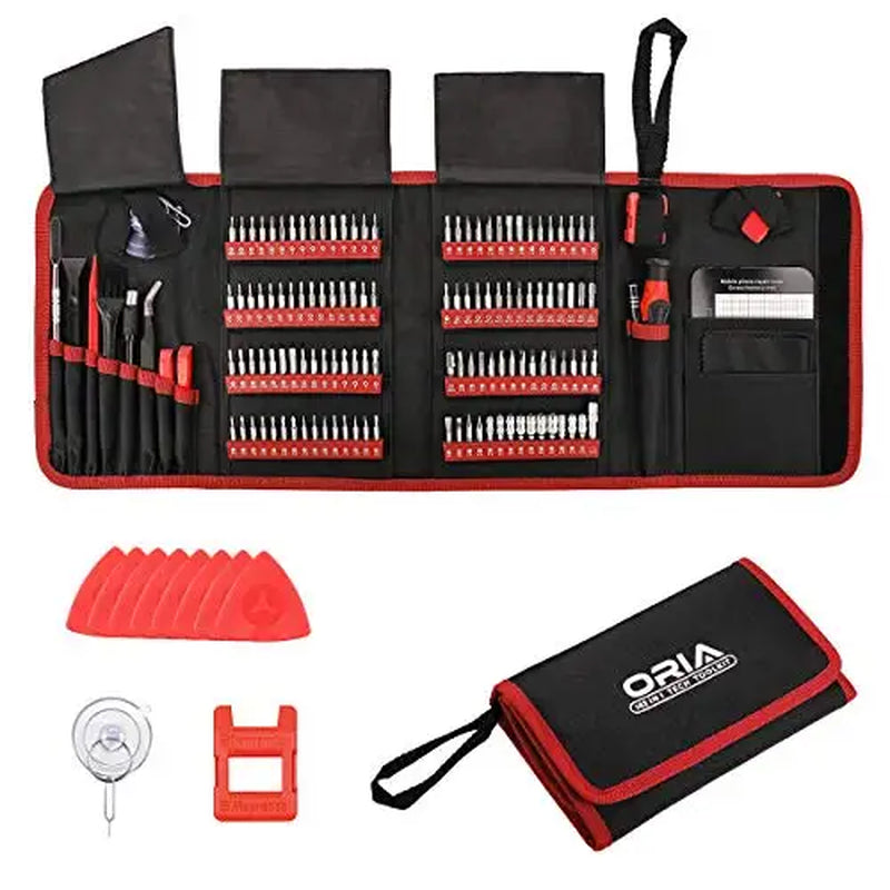Magnetic Screwdriver Set 142 in 1 Repair Tools Kit with 120 Bits Precision Screwdriver Set with Magnetic Pad Portable Bag