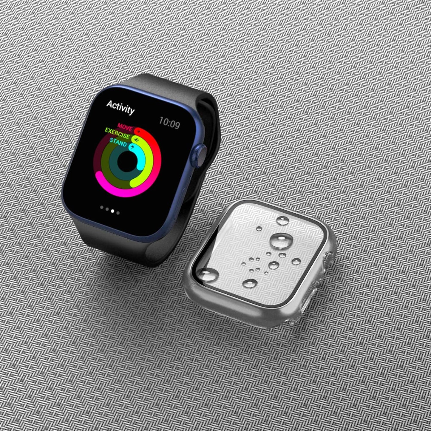 4 Pack Hard PC Case Compatible with Apple Watch Series 3/2/1 38Mm, Case with Tempered Glass Screen Protector Overall Bubble-Free Cover for Iwatch Accessories, Black+Blue+Silver+Clear