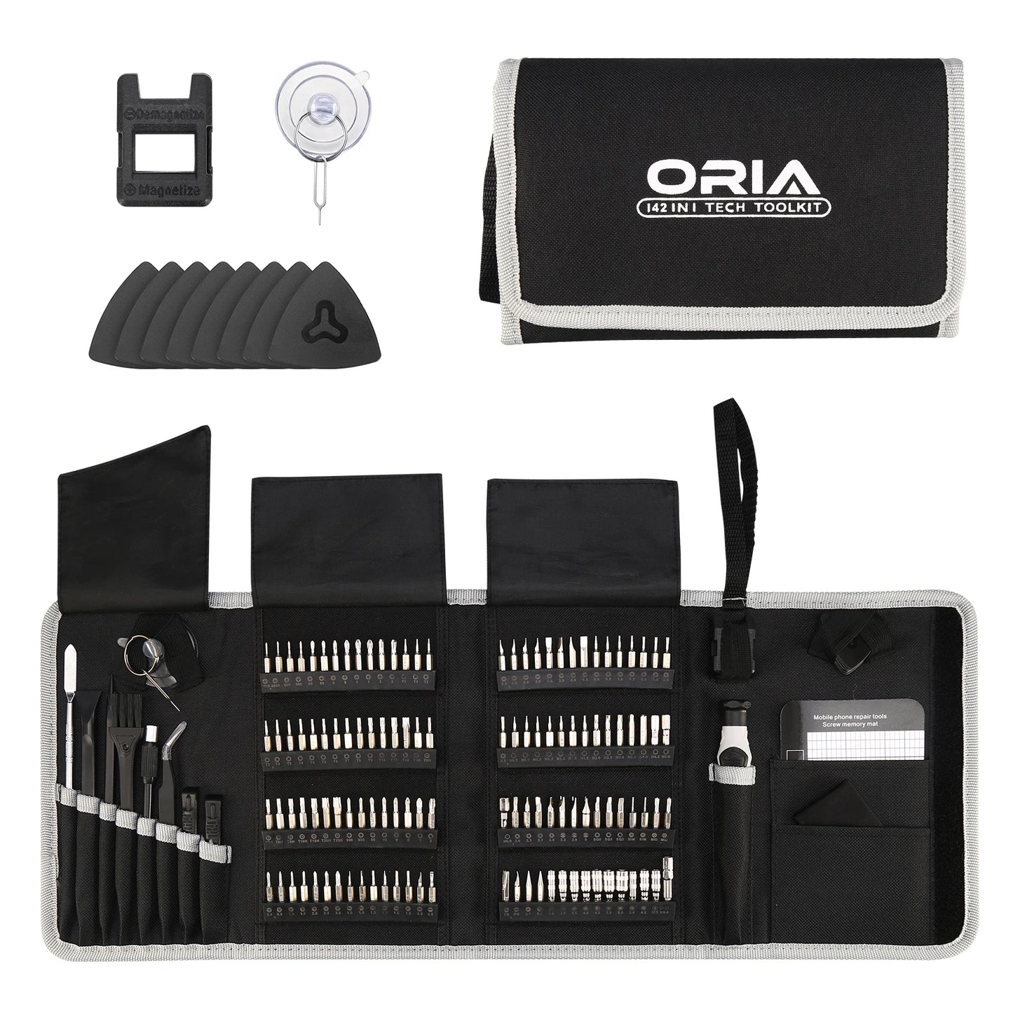 Magnetic Screwdriver Set 142 in 1 Repair Tools Kit with 120 Bits Precision Screwdriver Set with Magnetic Pad Portable Bag