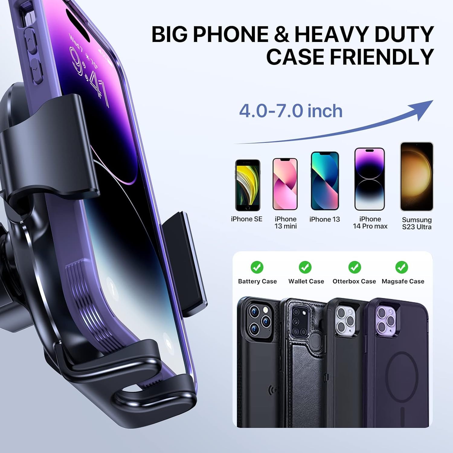 Upgraded-2Nd Generation Universal Phone Holders for Your Car, 3 in 1 Air Vent Car Phone Holder Mount Compatible with Iphone 16/15/14/13/12/11 Series and All Phones