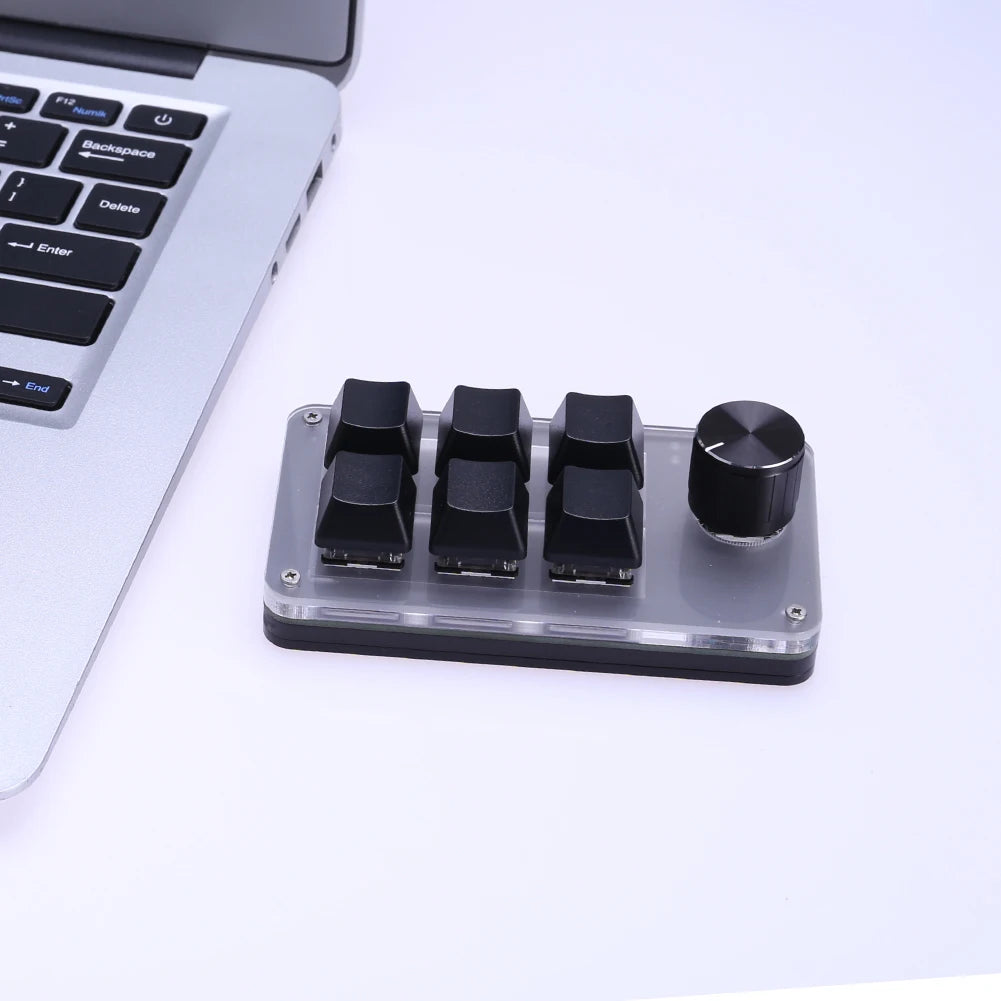 6 Key 1 Knob One Handed Mechanical Gaming Keyboard Hotswap RGB Mini Mechanical BT Keyboard Mechanical Macropad for Office Gaming