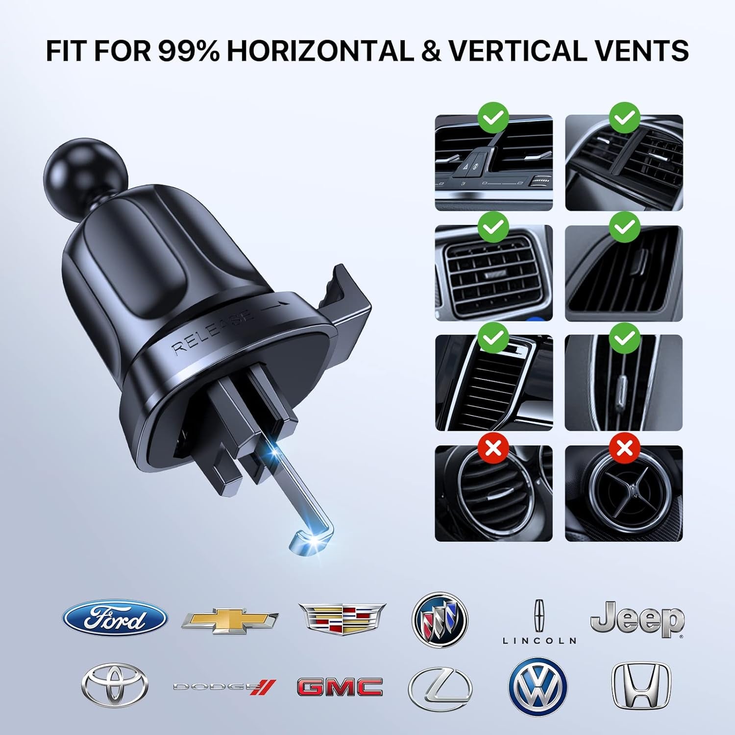 Upgraded-2Nd Generation Universal Phone Holders for Your Car, 3 in 1 Air Vent Car Phone Holder Mount Compatible with Iphone 16/15/14/13/12/11 Series and All Phones