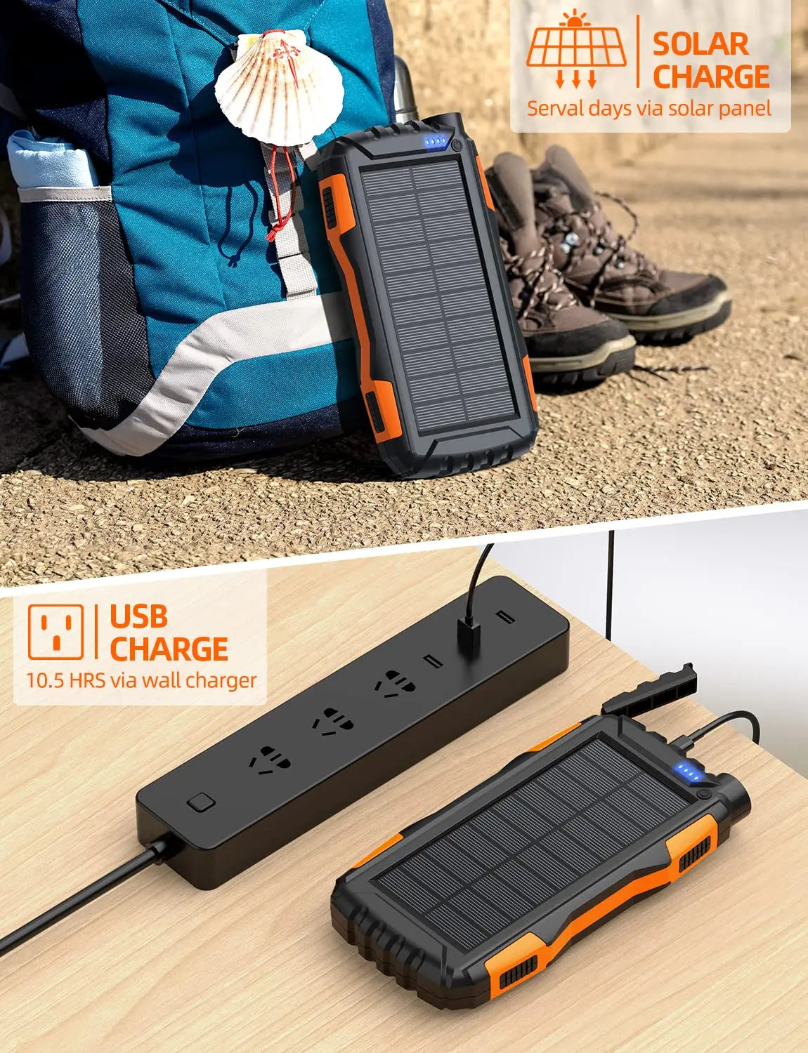 Portable Power Bank for Outdoor Activities Solar Charger, Power Bank, Portable Charger Power Bank External Battery Pack 5V3.1A Q