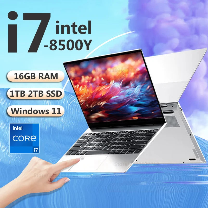 15.6" Intel Core I7 8500Y Laptop Computer PC Windows 11 Pro 16GB DDR 1TB SSD I7 Laptops Office Fingerprint Unlock Notebook PC