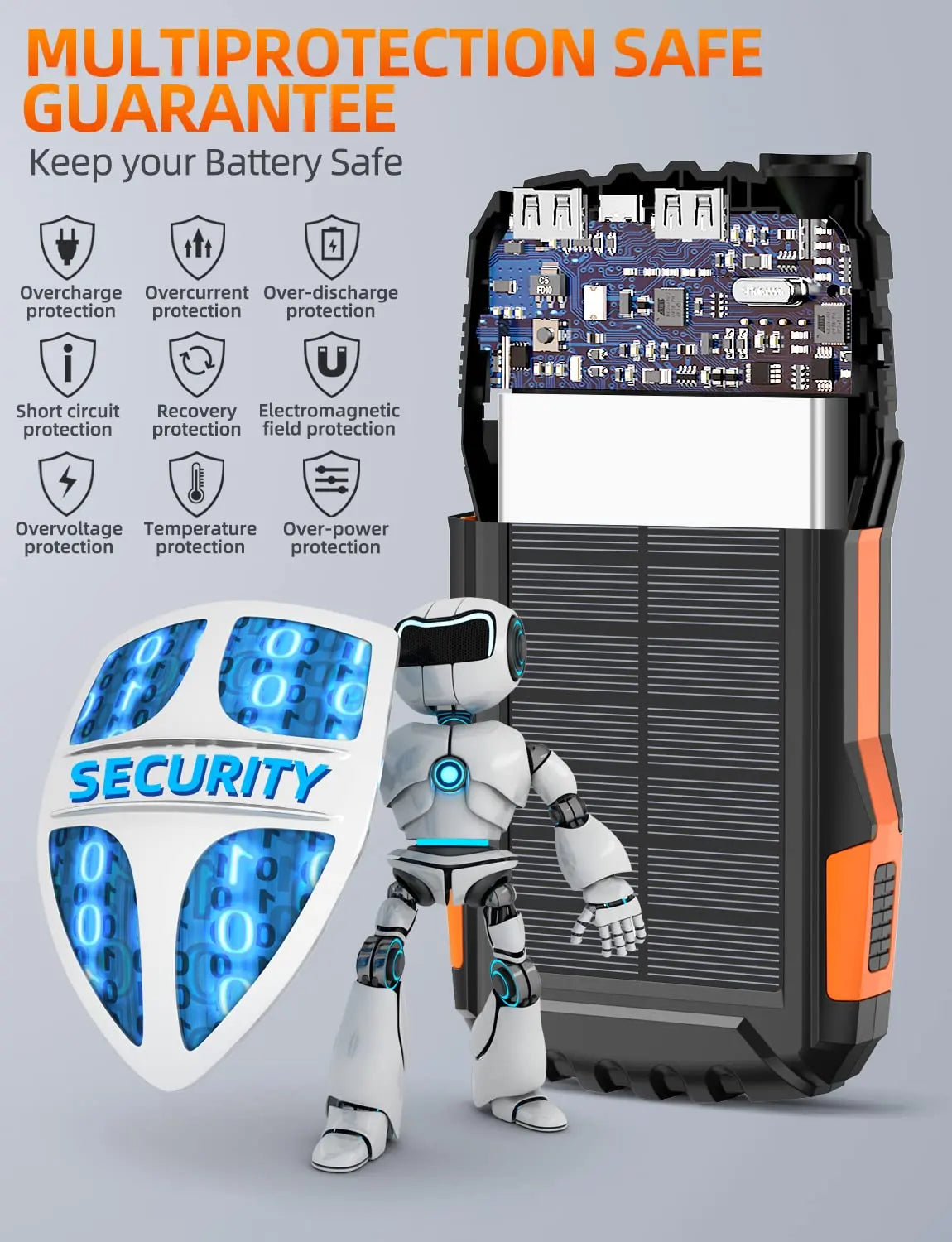 Portable Power Bank for Outdoor Activities Solar Charger, Power Bank, Portable Charger Power Bank External Battery Pack 5V3.1A Q