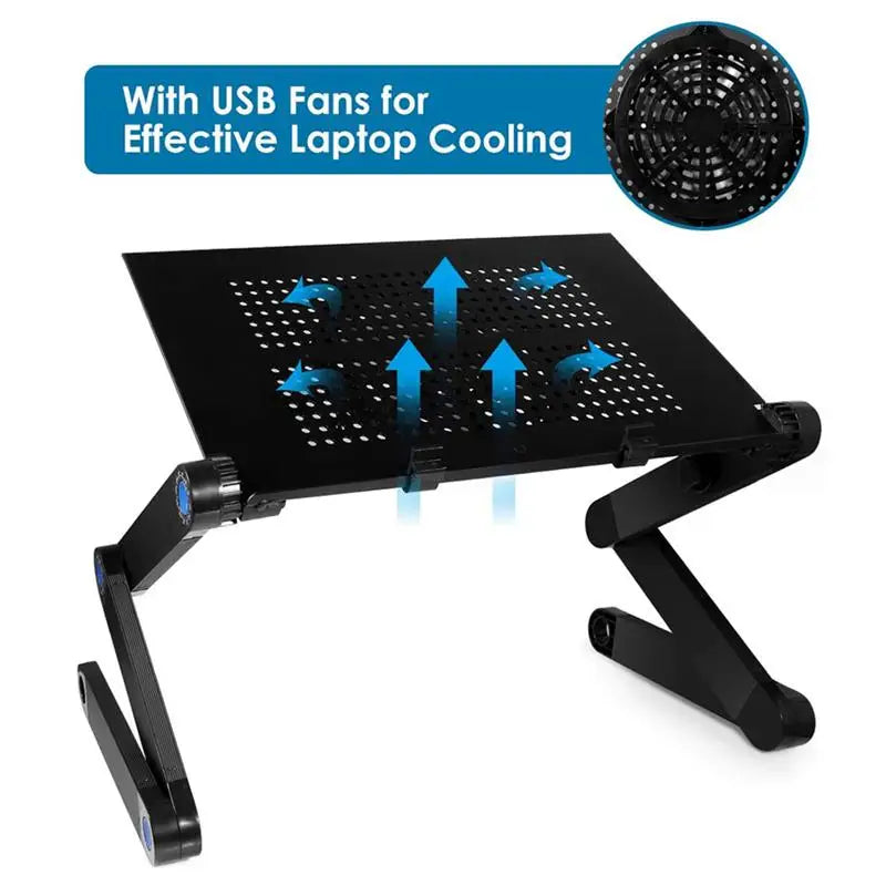 Adjustable Aluminum Laptop Desk Portable Ergonomic TV Bed Lapdesk Tray PC Table Stand Notebook Table Desk Stand with Mouse Pad