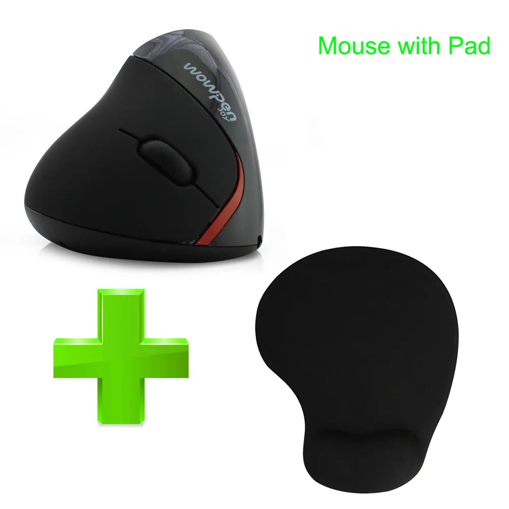CHUYI 2.4G Wireless Mouse Ergonomic 1600DPI Optical Rechargeable with Pad for PC Laptops Office Gift for Friends