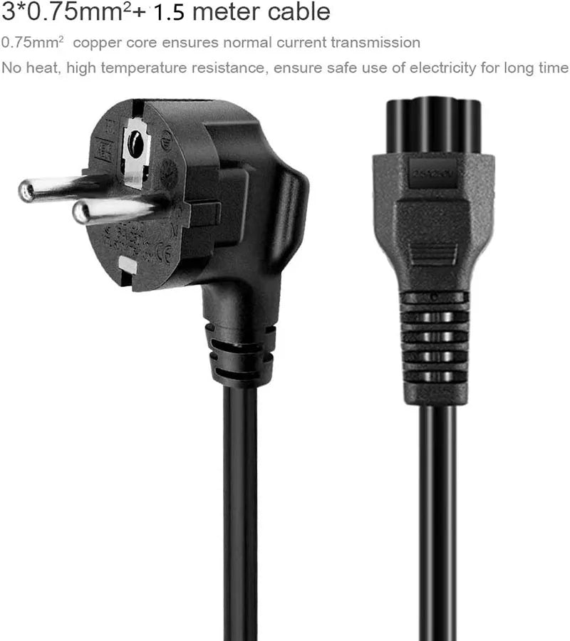 1.5M EU US Universal Laptop 3-Pin Charger Plug Power Adapter Cord Cable for HP Dell Toshiba Sony ASUS Lenovo Samsung Notebook