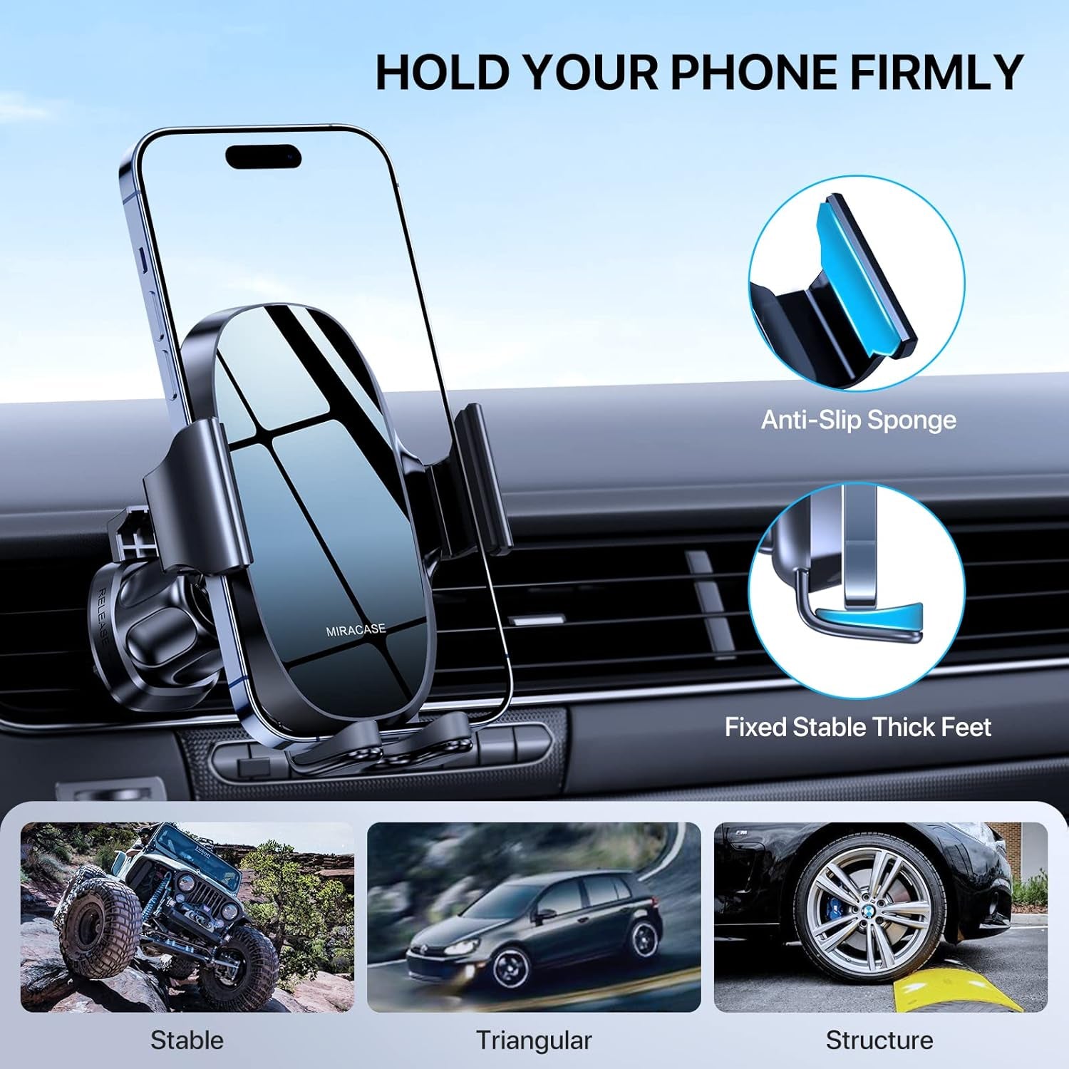 Upgraded-2Nd Generation Universal Phone Holders for Your Car, 3 in 1 Air Vent Car Phone Holder Mount Compatible with Iphone 16/15/14/13/12/11 Series and All Phones