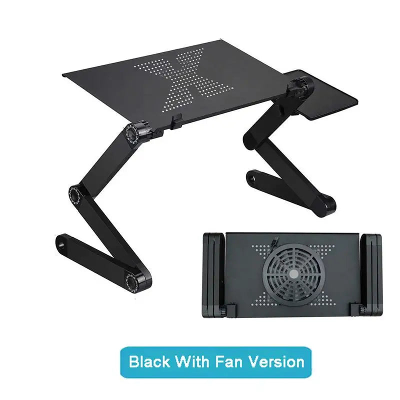 Adjustable Aluminum Laptop Desk Portable Ergonomic TV Bed Lapdesk Tray PC Table Stand Notebook Table Desk Stand with Mouse Pad