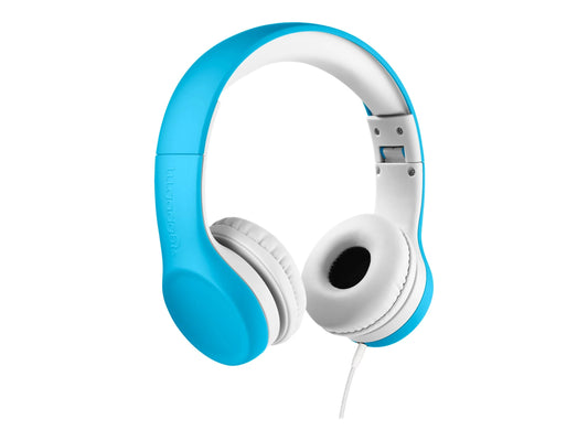 Connect+ Kids Headphones Wired with Microphone, Volume Limiting for Safe Listening, Adjustable Headband, Cushioned Earpads for Comfort, Toddler Headphones, Blue