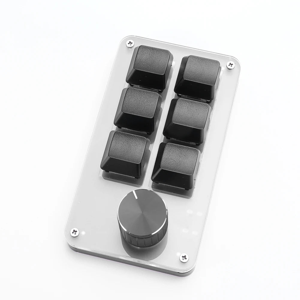 6 Key 1 Knob One Handed Mechanical Gaming Keyboard Hotswap RGB Mini Mechanical BT Keyboard Mechanical Macropad for Office Gaming