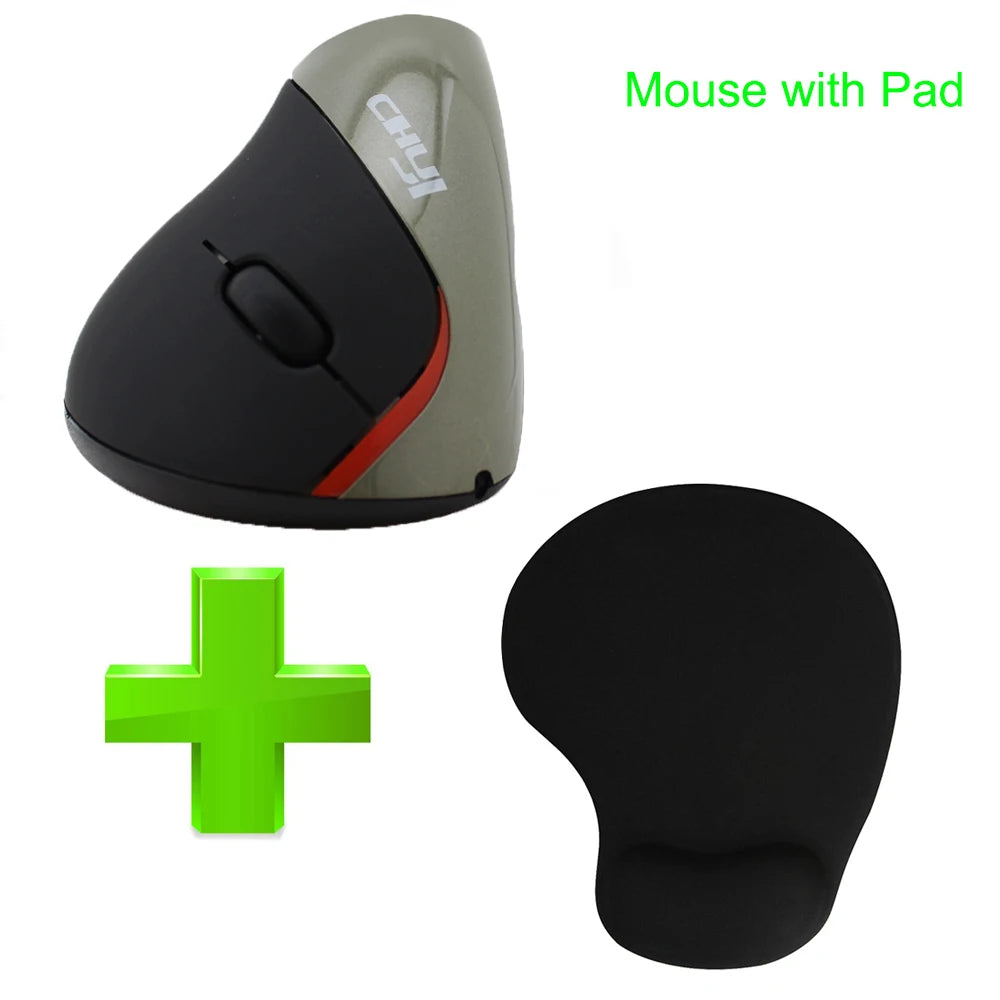 CHUYI 2.4G Wireless Mouse Ergonomic 1600DPI Optical Rechargeable with Pad for PC Laptops Office Gift for Friends