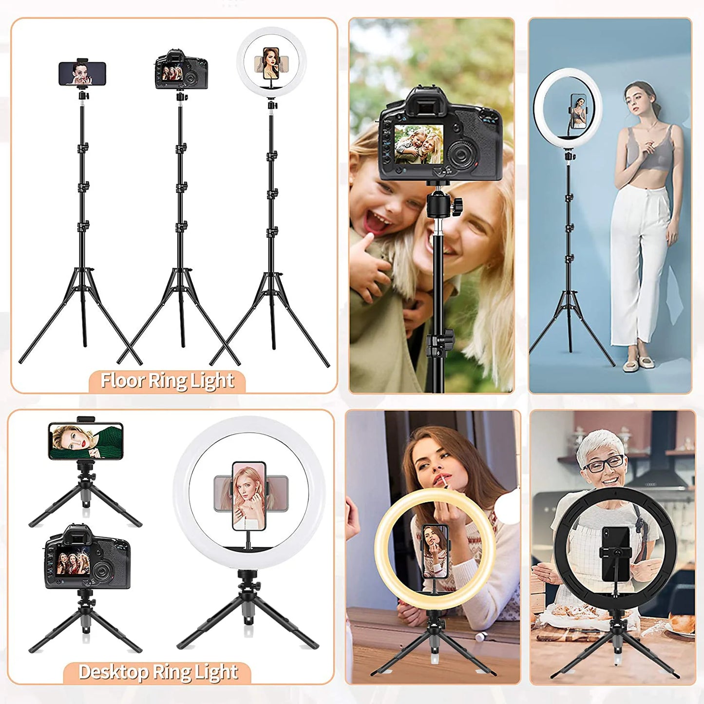 Selfie Soft Ring Light RGB with Tripod Stand Fill LED Ringlight Phone Photography Rim Light Live Video Shoot Makeup Circle Lamp