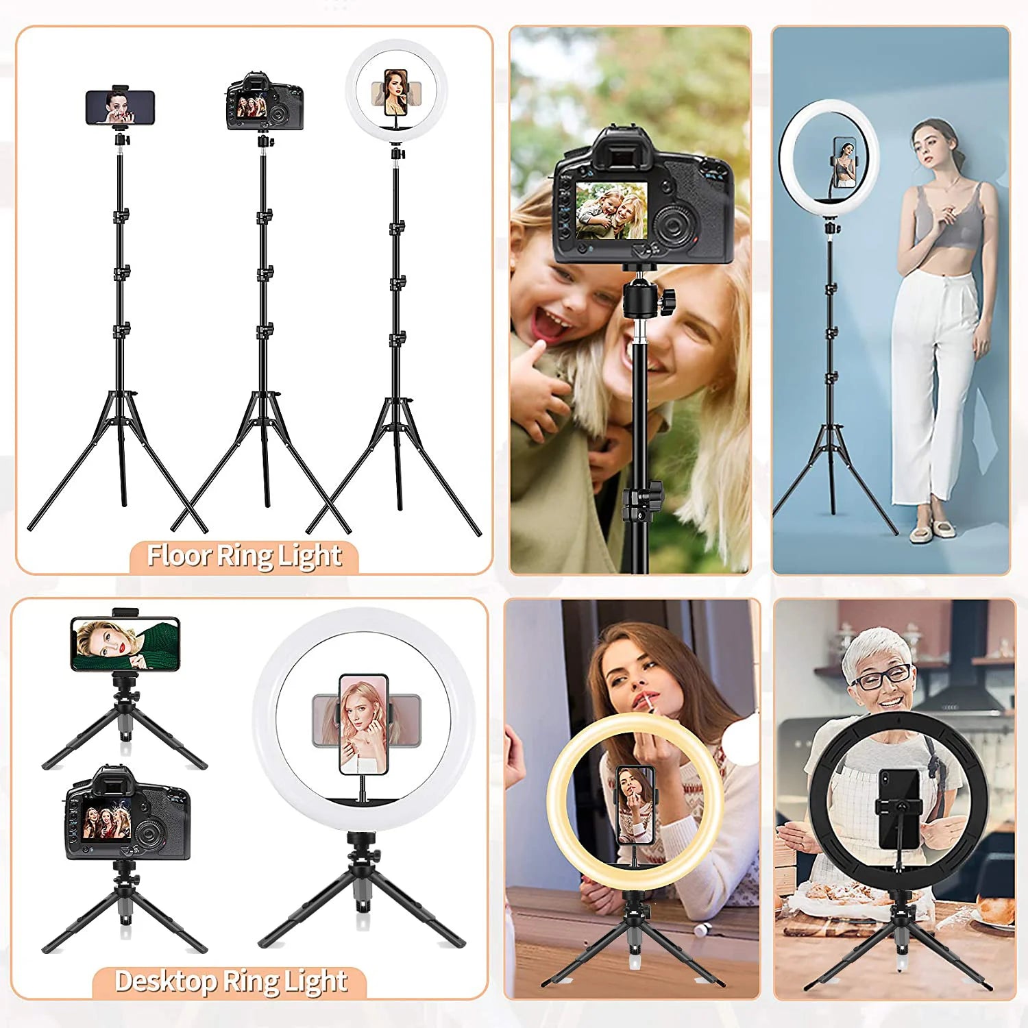 Selfie Soft Ring Light RGB with Tripod Stand Fill LED Ringlight Phone Photography Rim Light Live Video Shoot Makeup Circle Lamp