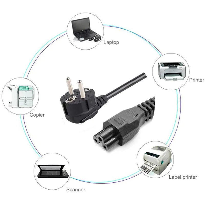 1.5M EU US Universal Laptop 3-Pin Charger Plug Power Adapter Cord Cable for HP Dell Toshiba Sony ASUS Lenovo Samsung Notebook