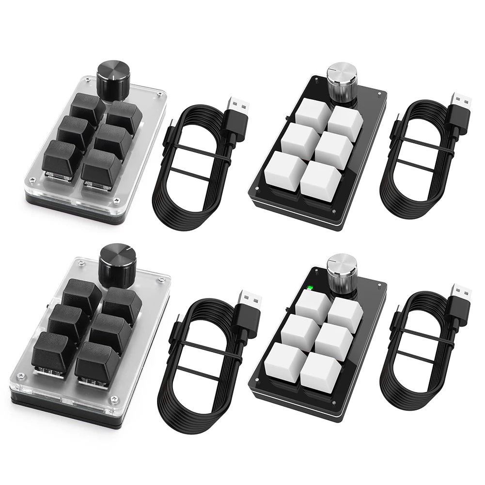 6 Key 1 Knob One Handed Mechanical Gaming Keyboard Hotswap RGB Mini Mechanical BT Keyboard Mechanical Macropad for Office Gaming