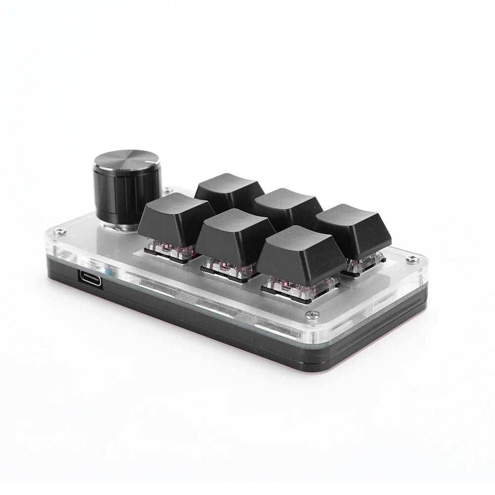 6 Key 1 Knob One Handed Mechanical Gaming Keyboard Hotswap RGB Mini Mechanical BT Keyboard Mechanical Macropad for Office Gaming