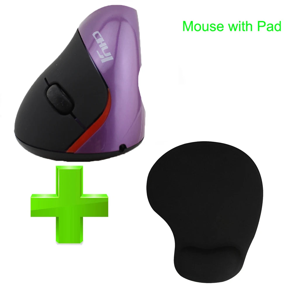 CHUYI 2.4G Wireless Mouse Ergonomic 1600DPI Optical Rechargeable with Pad for PC Laptops Office Gift for Friends